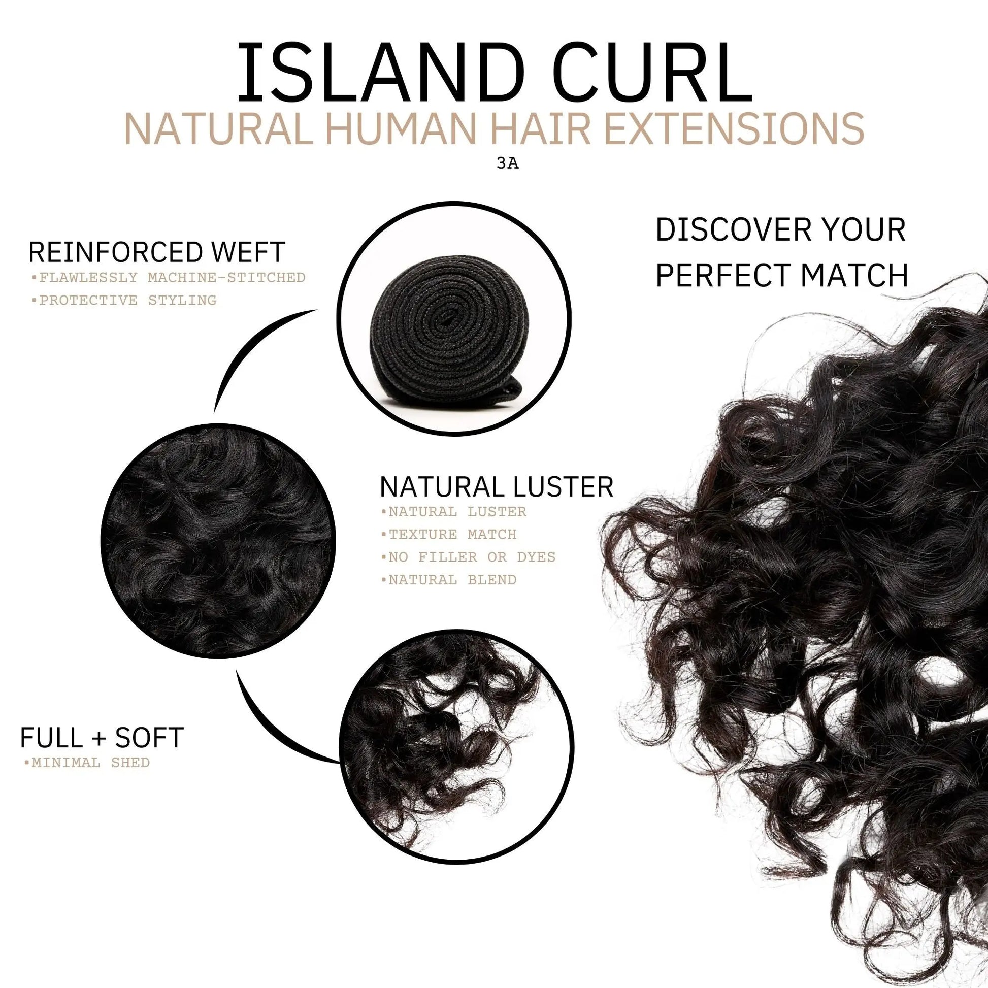 ISLAND CURL - NATURAL HAIR EXTENSIONS True and Pure Texture