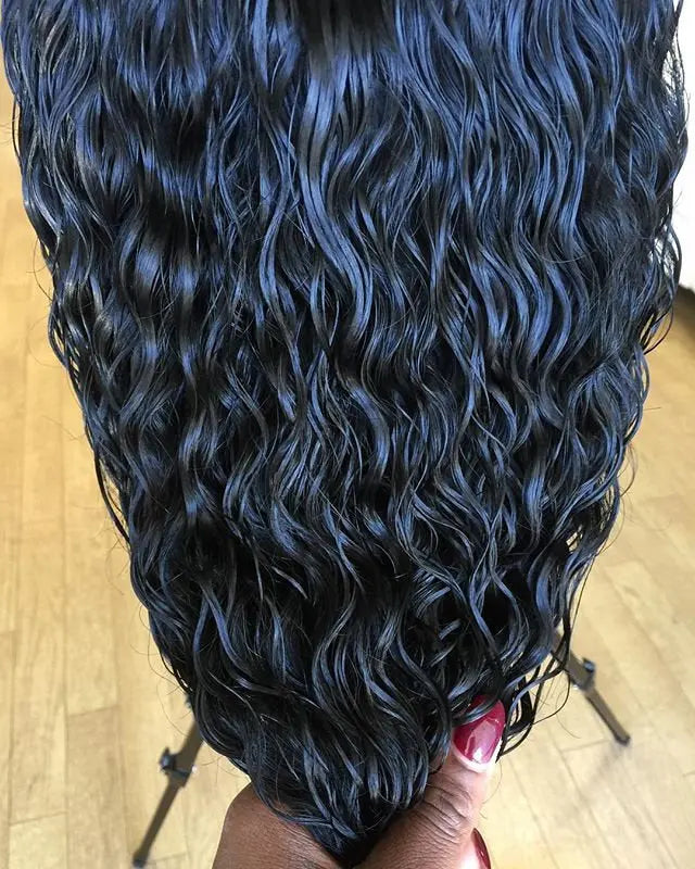 black and blue curly hair